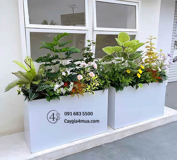 Bồn Cây Mix Hoa Nhí Giả