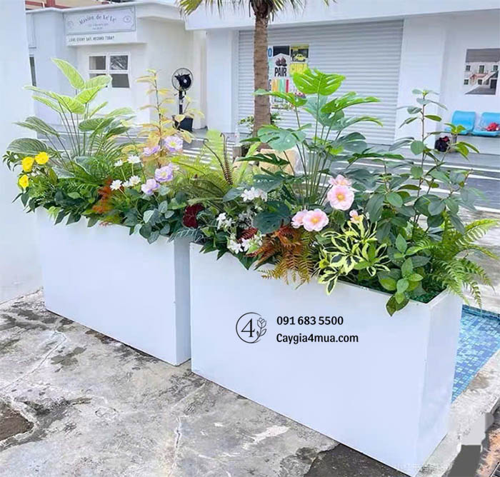 Bồn Cây Mix Hoa Nhí Giả